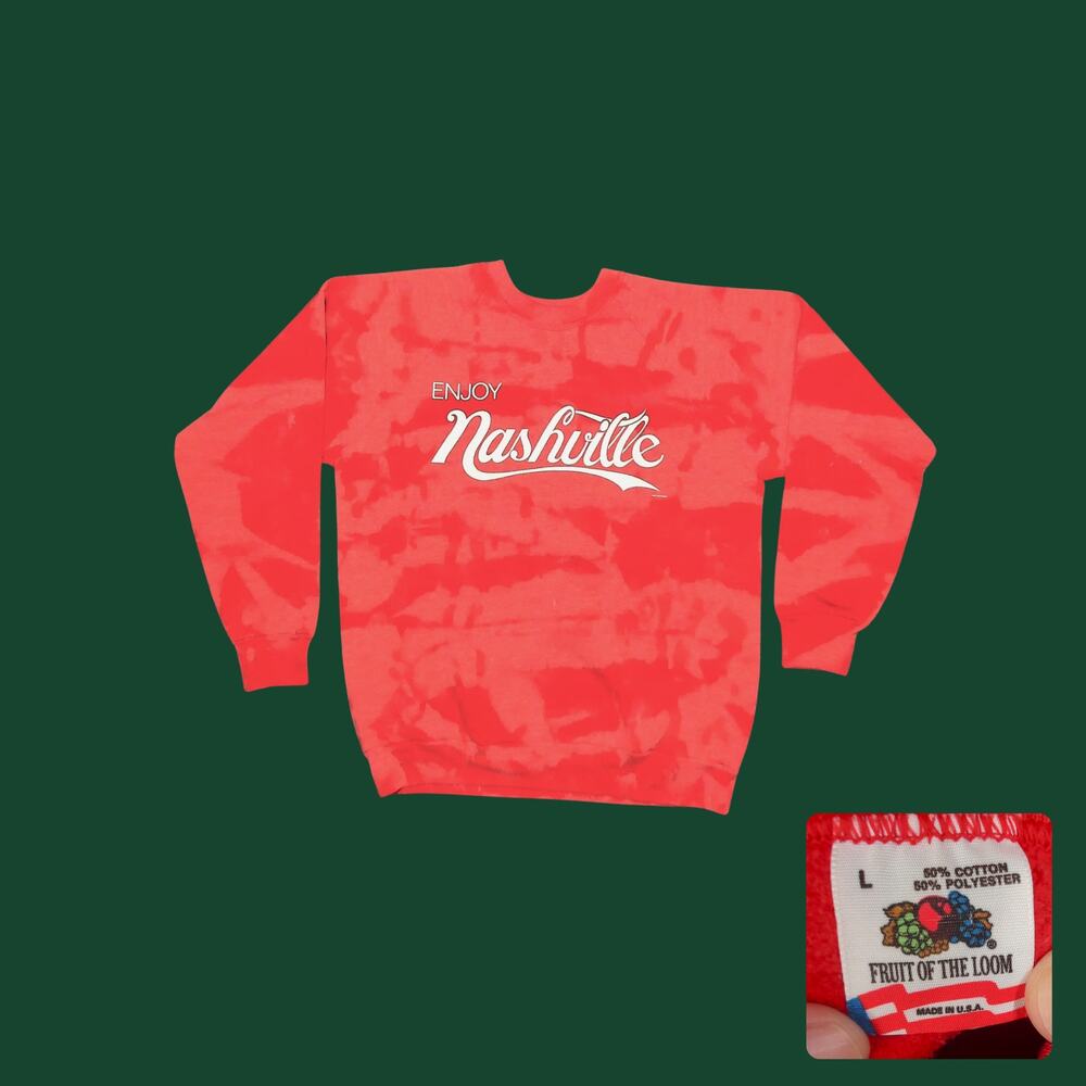 Fruit of the Loom | 80s Vintage Enjoy Nashville Bleached Sweatshirt Womens L